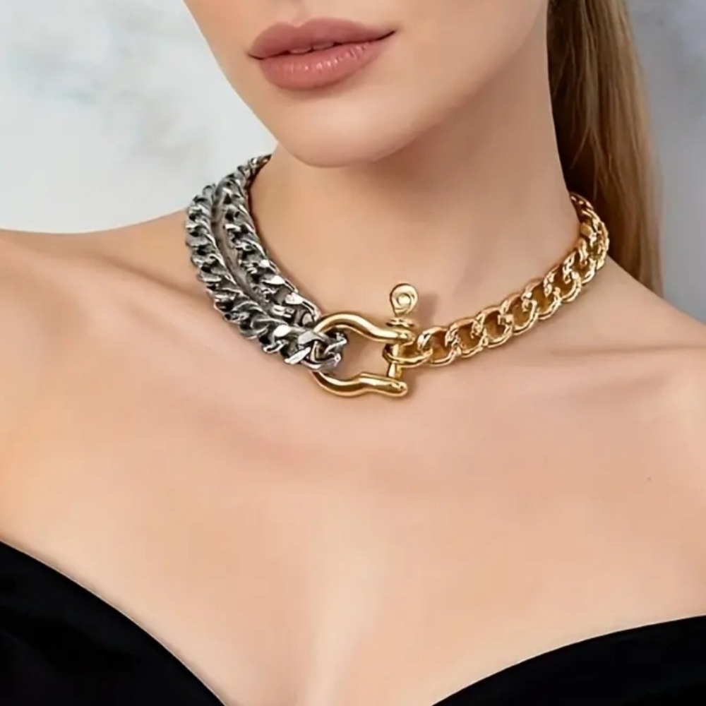 Western Necklace Horseshoe Necklace Chain Gold & Silver Color Cowgirl Style